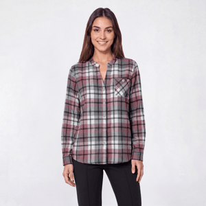 Womens Hasting & Smith Mandarin Collar Flannel - Fox Glove